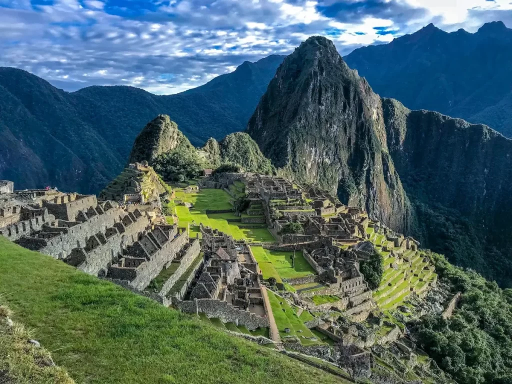 An aerial view of Machu Picchu in Peru