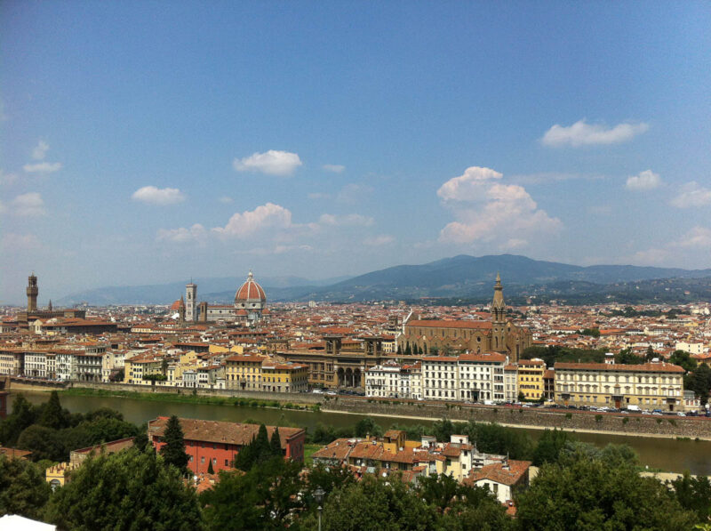 View of Florence, Italy from a hilltop across the river