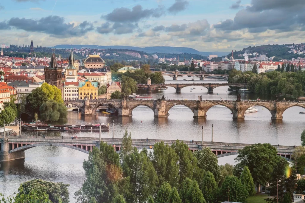 An aerial view of Prague, Czech Republic