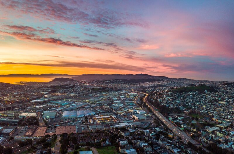 Sunrise over the San Francisco Bay area