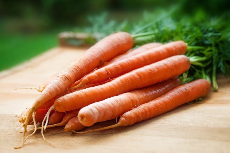 Carrots with their green tops