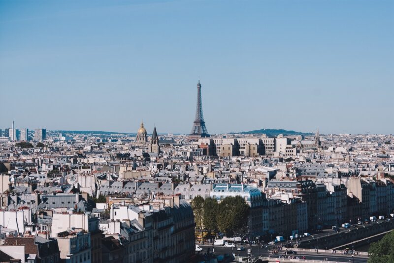 View of the city of Paris, differing architecture, and Eiffel Tower